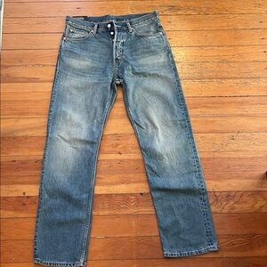 Weekday Men's Straight Jeans in Washed Blue